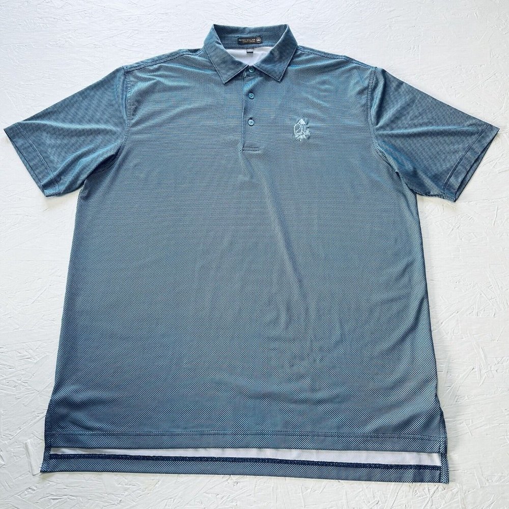 Peter Millar Summer Comfort Polo Shirt Mens Size Large L Green Blue Checkered